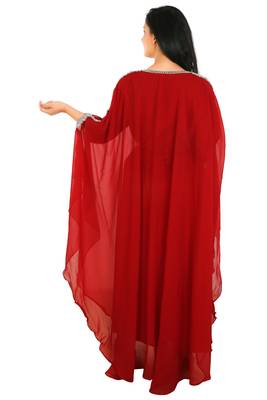 Red Georgette Embroidered Zari Work Islamic Kaftans 3