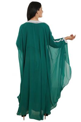 Sea Green Georgette Embroidered Zari Work Islamic Kaftans 2