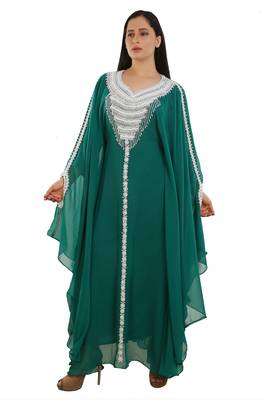 Sea Green Georgette Embroidered Zari Work Islamic Kaftans 1