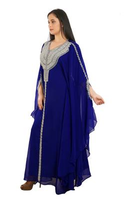 Royal Blue Georgette Embroidered Zari Work Islamic Kaftans 2