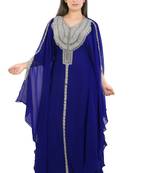 Royal Blue Georgette Embroidered Zari Work Islamic Kaftans