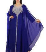 Royal Blue Georgette Embroidered Zari Work Islamic Kaftans