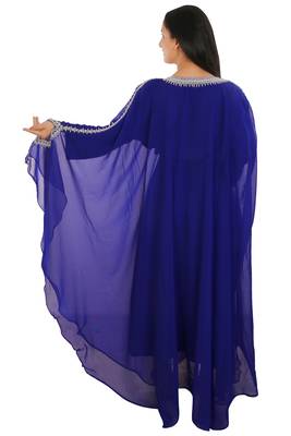 Royal Blue Georgette Embroidered Zari Work Islamic Kaftans 3