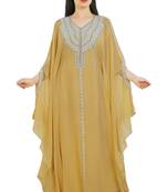 Yellow Georgette Embroidered Zari Work Islamic Kaftans