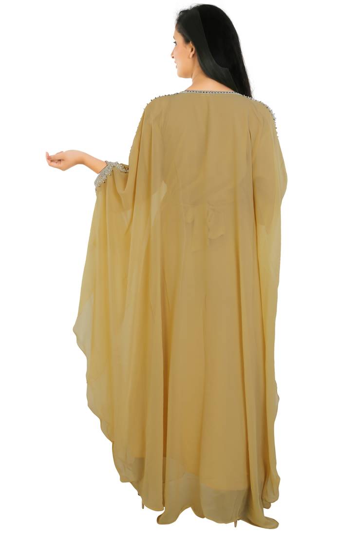 Yellow Georgette Embroidered Zari Work Islamic Kaftans