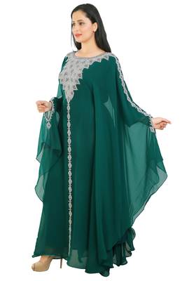 Sea Green Georgette Embroidered Zari Work Islamic Kaftans 2