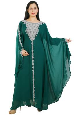 Sea Green Georgette Embroidered Zari Work Islamic Kaftans 1