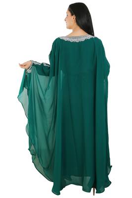 Sea Green Georgette Embroidered Zari Work Islamic Kaftans 4