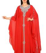Red Georgette Embroidered Zari Work Islamic Kaftans