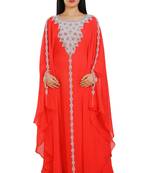 Red Georgette Embroidered Zari Work Islamic Kaftans