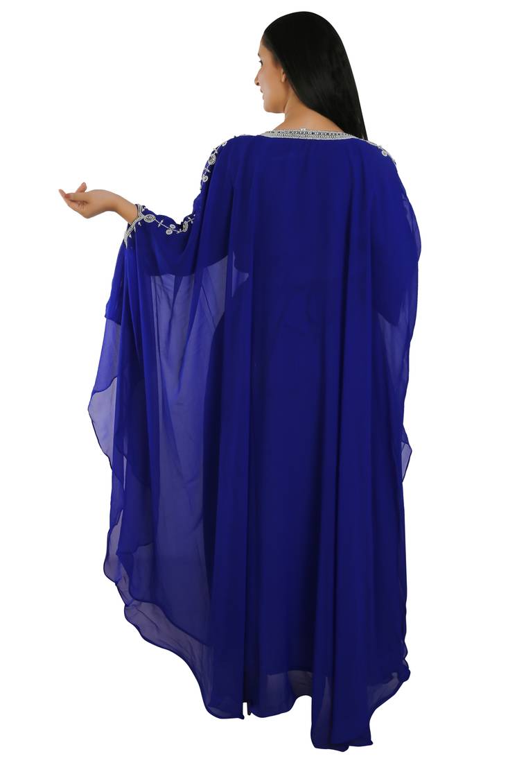 Royal Blue Georgette Embroidered Zari Work Islamic Kaftans