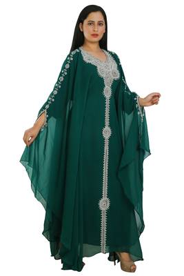 Sea Green Georgette Embroidered Zari Work Islamic Kaftans 2