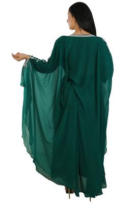 Sea Green Georgette Embroidered Zari Work Islamic Kaftans 4
