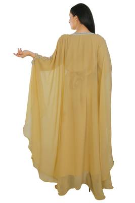 Yellow Georgette Embroidered Zari Work Islamic Kaftans 2