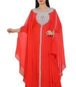 Red Georgette Embroidered Zari Work Islamic Kaftans