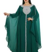 Sea Green Georgette Embroidered Zari Work Islamic Kaftans