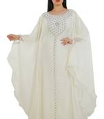 Cream Georgette Embroidered Zari Work Islamic Kaftans