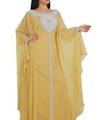 Yellow Georgette Embroidered Zari Work Islamic Kaftans