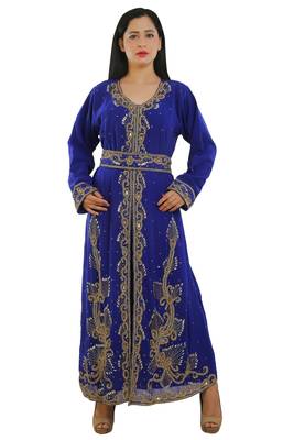 Royal Blue Georgette Embroidered Zari Work Islamic Kaftans 1