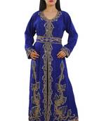 Royal Blue Georgette Embroidered Zari Work Islamic Kaftans