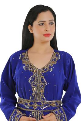 Royal Blue Georgette Embroidered Zari Work Islamic Kaftans 3