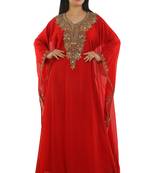 Red Georgette Embroidered Zari Work Islamic Kaftans