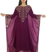 Magenta Georgette Embroidered Zari Work Islamic Kaftans