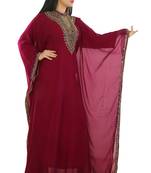 Magenta Georgette Embroidered Zari Work Islamic Kaftans