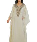 Cream Georgette Embroidered Zari Work Islamic Kaftans