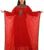 Red Georgette Embroidered Zari Work Islamic Kaftans