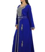 Royal Blue Georgette Embroidered Zari Work Islamic Kaftans