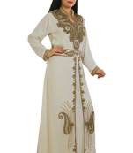 Cream Georgette Embroidered Zari Work Islamic Kaftans