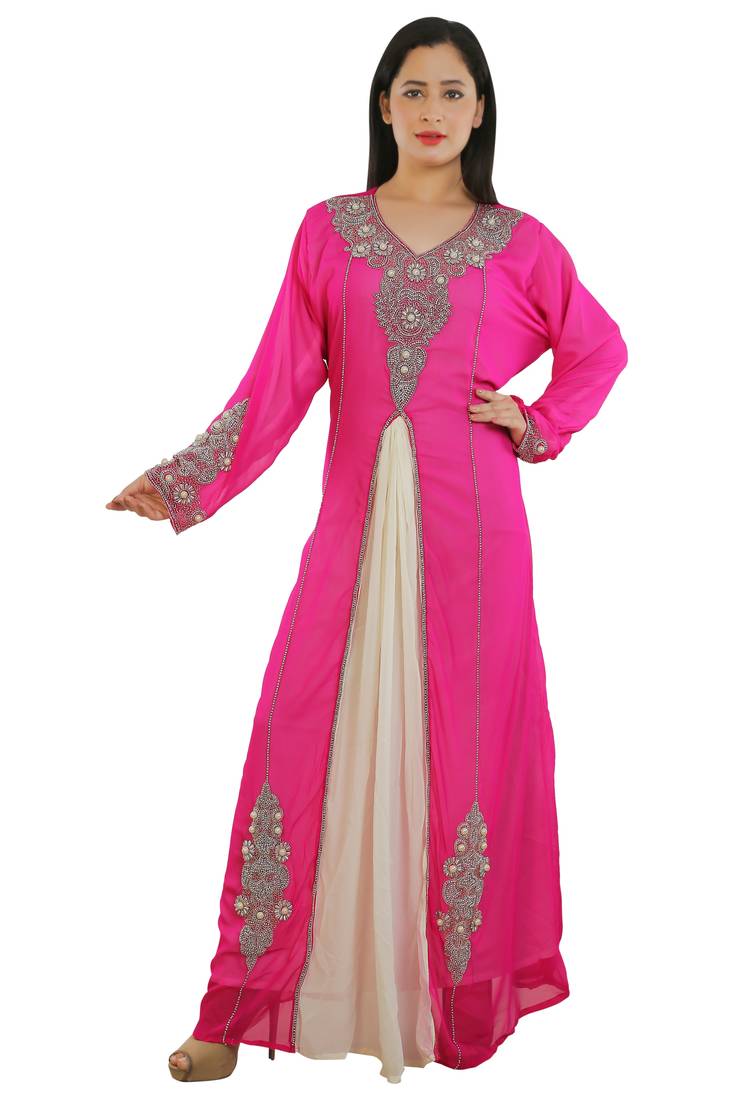 Multicolor Georgette Embroidered Zari Work Islamic Kaftans