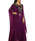 Magenta Georgette Embroidered Zari Work Islamic Kaftans