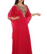 Pink Georgette Embroidered Zari Work Islamic Kaftans