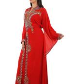 Red Georgette Embroidered Zari Work Islamic Kaftans