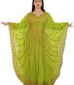 Lemon Georgette Embroidered Zari Work Islamic Kaftans