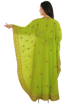 Lemon Georgette Embroidered Zari Work Islamic Kaftans 3