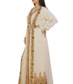 Cream Georgette Embroidered Zari Work Islamic Kaftans