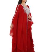 Red Georgette Embroidered Zari Work Islamic Kaftans