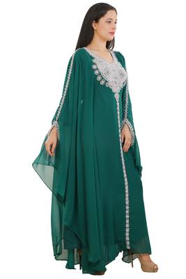 Sea Green Georgette Embroidered Zari Work Islamic Kaftans 1