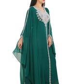 Sea Green Georgette Embroidered Zari Work Islamic Kaftans