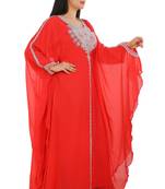 Red Georgette Embroidered Zari Work Islamic Kaftans