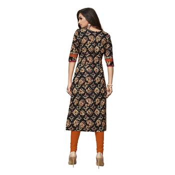 Black printed cotton kurti 2