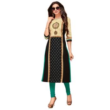 Black printed cotton kurti 1