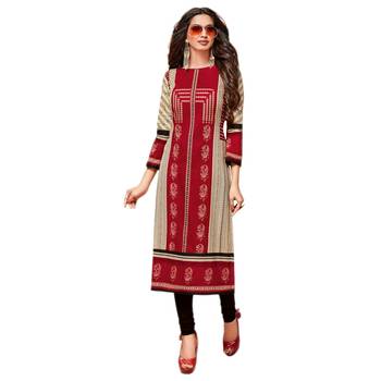 Red printed cotton kurti 1