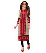 Red printed cotton kurti