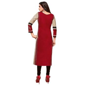 Red printed cotton kurti 2