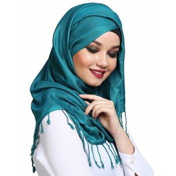 Viscose Turquoise plain hijab 3