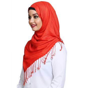 Viscose Orange plain hijab 3